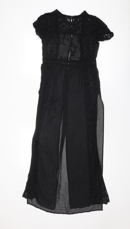 Divided by H&M Womens Black Polyester Tunic Blouse Size 8 Round Neck - Open Front Longline