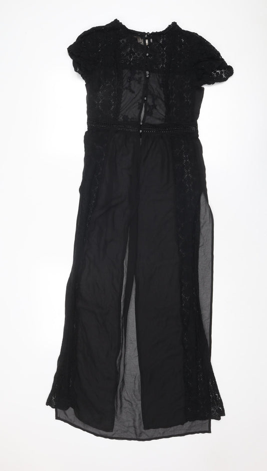 Divided by H&M Womens Black Polyester Tunic Blouse Size 8 Round Neck - Open Front Longline