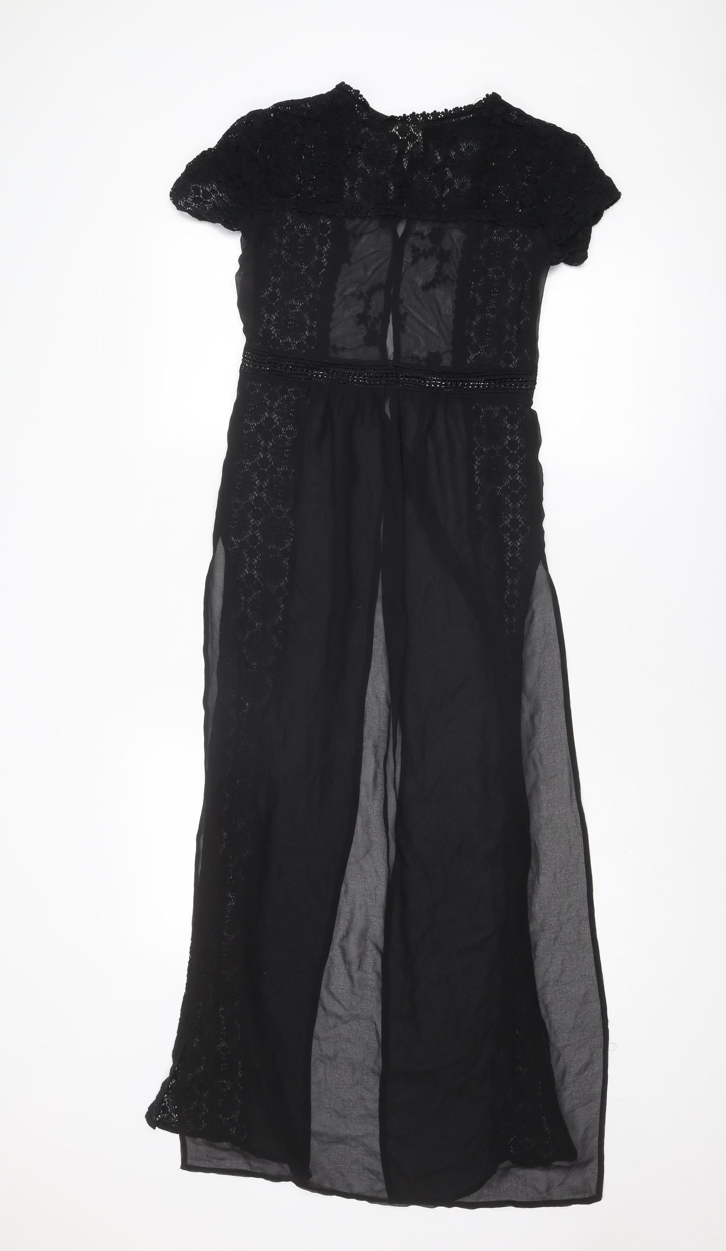 Divided by H&M Womens Black Polyester Tunic Blouse Size 8 Round Neck - Open Front Longline