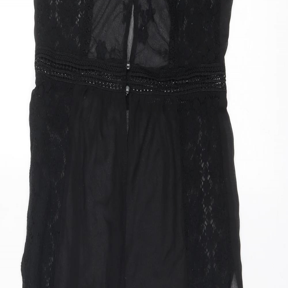 Divided by H&M Womens Black Polyester Tunic Blouse Size 8 Round Neck - Open Front Longline