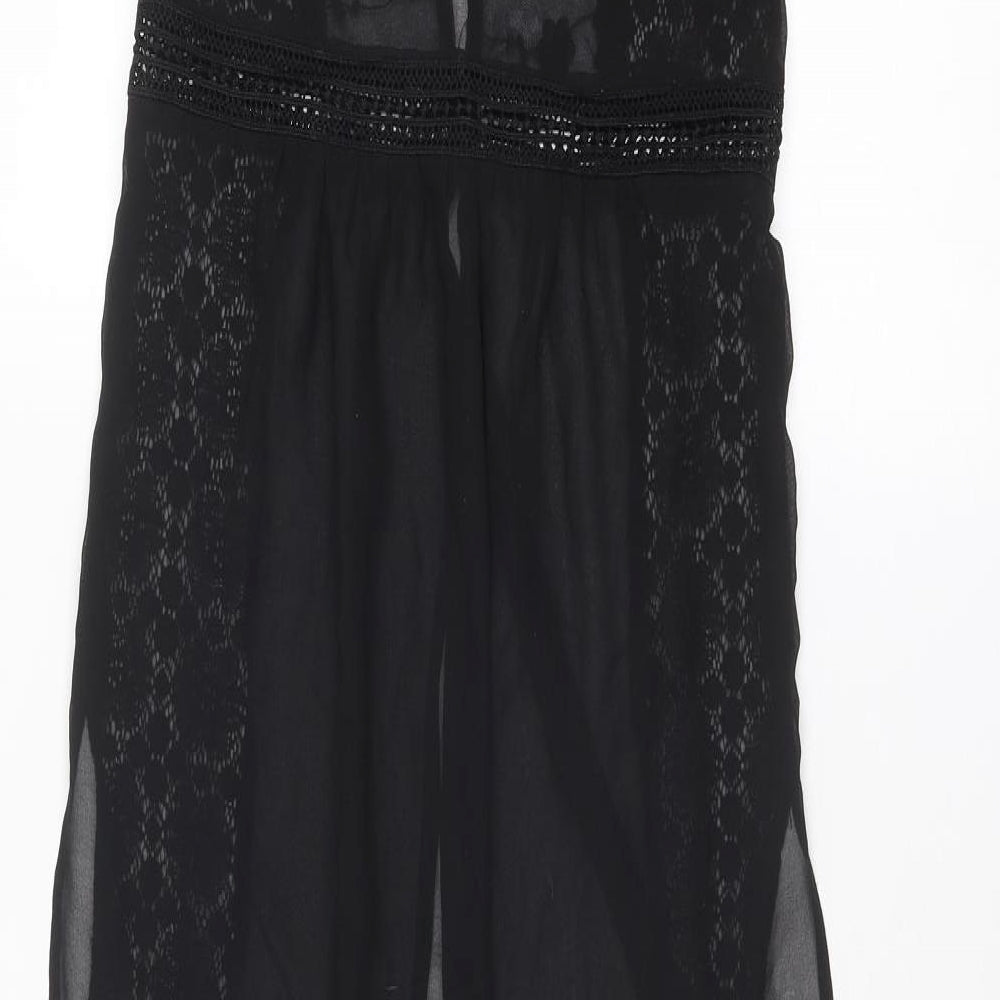 Divided by H&M Womens Black Polyester Tunic Blouse Size 8 Round Neck - Open Front Longline