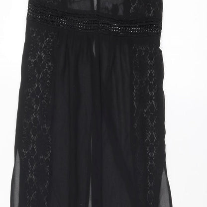 Divided by H&M Womens Black Polyester Tunic Blouse Size 8 Round Neck - Open Front Longline