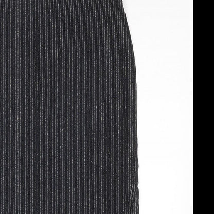H&M Womens Black Striped Polyester Straight & Pencil Skirt Size S