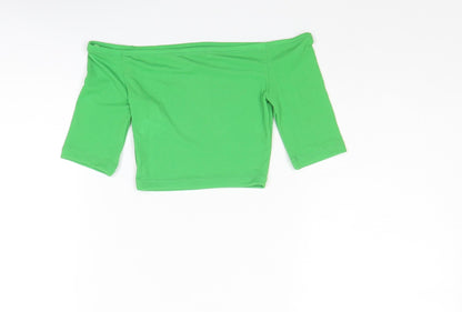 Womens UK Size S Zara Green Cropped T-Shirt