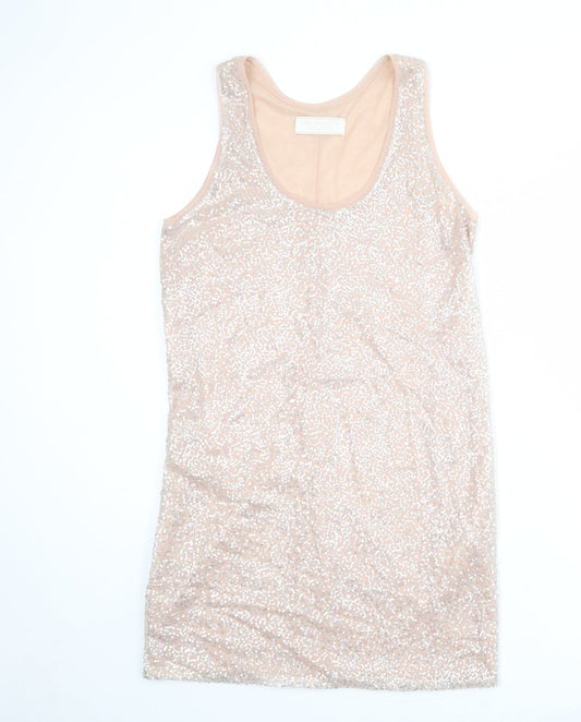 Zara Womens Pink Polyester Tank Dress Size M Round Neck Pullover