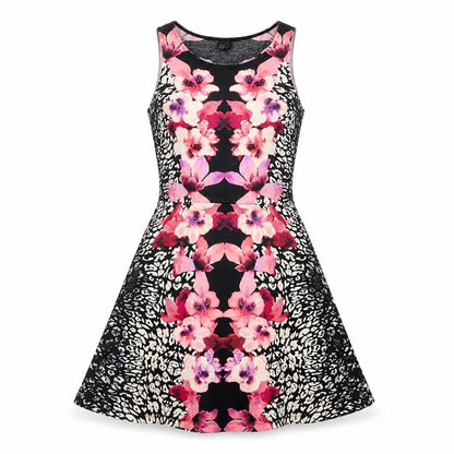 H&M Womens Multicoloured Floral Polyester Fit & Flare Size M Round Neck Pullover