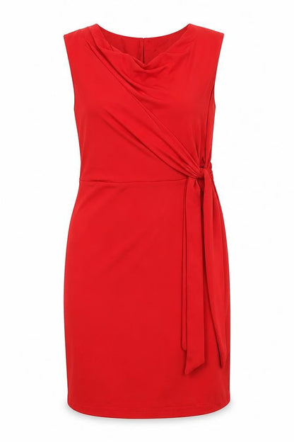Laura Clement Womens Red Polyester Shift Size 10 Cowl Neck Zip - Front Detail