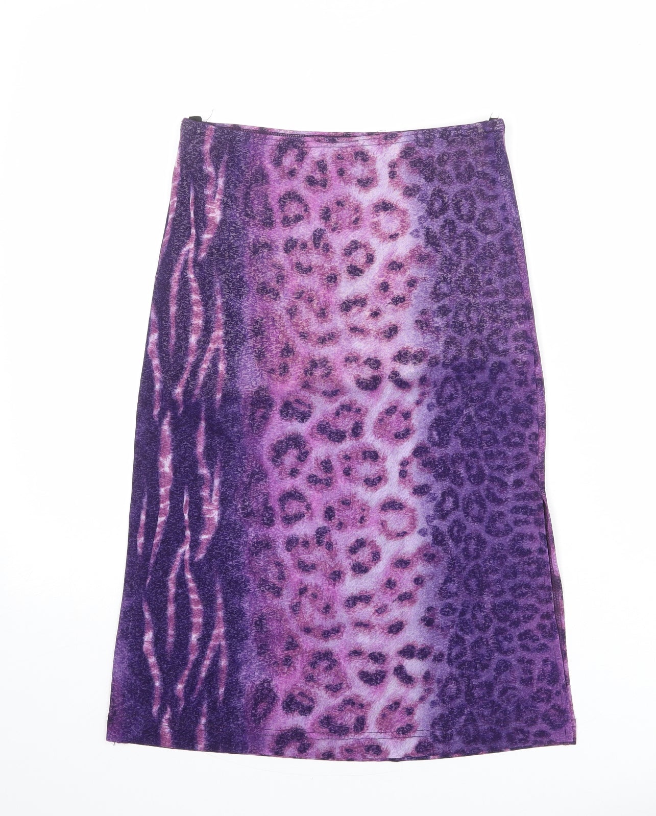 Acrobat Womens Purple Animal Print Polyester A-Line Skirt Size S - Tiger leopard pattern