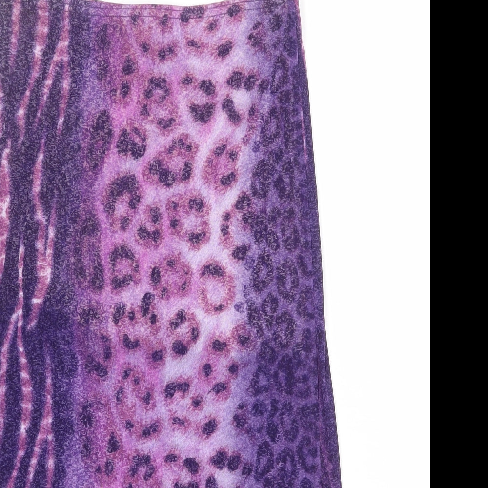 Acrobat Womens Purple Animal Print Polyester A-Line Skirt Size S - Tiger leopard pattern