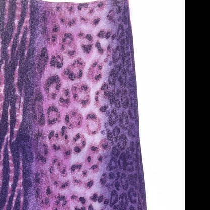 Acrobat Womens Purple Animal Print Polyester A-Line Skirt Size S - Tiger leopard pattern