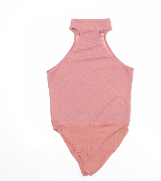 River Island Womens Pink Polyester Bodysuit One-Piece Size 14 Snap