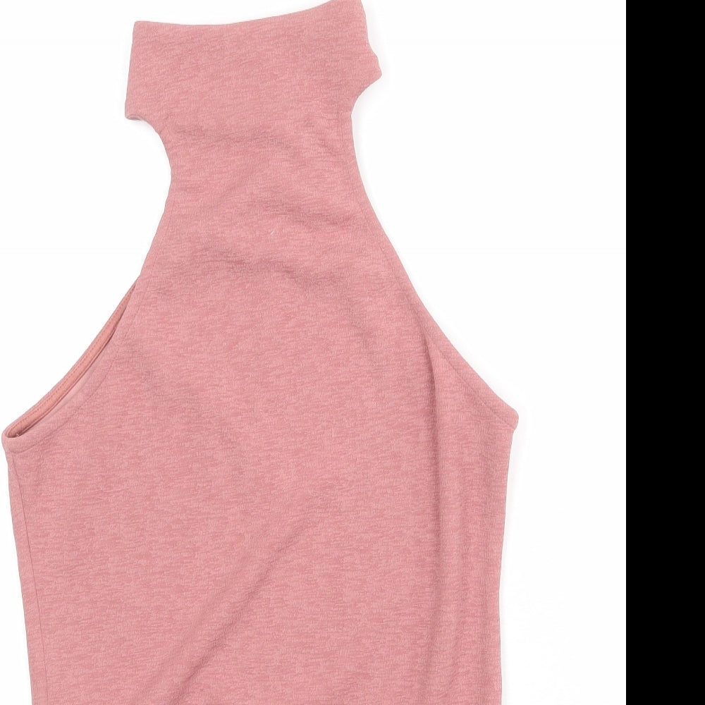 River Island Womens Pink Polyester Bodysuit One-Piece Size 14 Snap