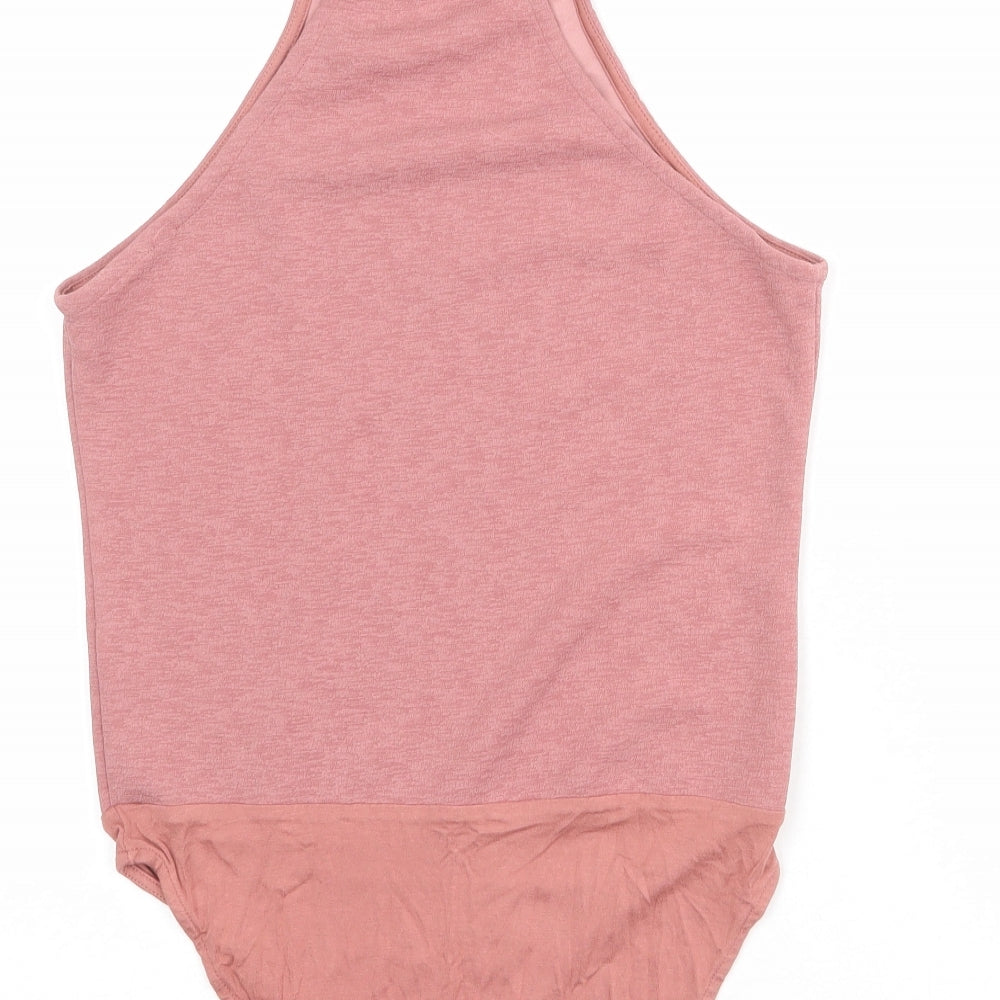 River Island Womens Pink Polyester Bodysuit One-Piece Size 14 Snap