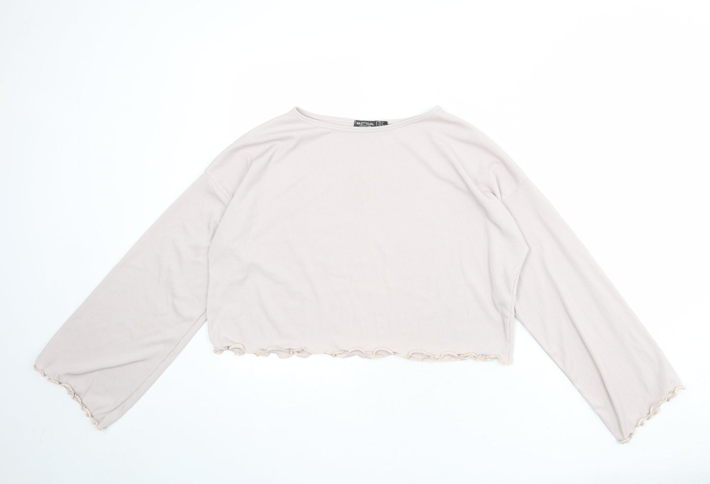 Nasty Gal Womens Grey Polyester Basic T-Shirt Size 10 Boat Neck