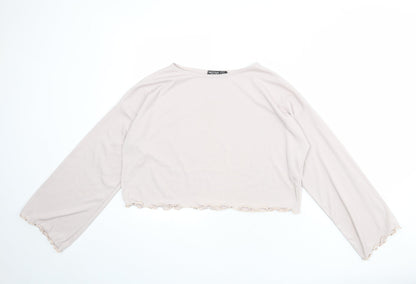 Nasty Gal Womens Grey Polyester Basic T-Shirt Size 10 Boat Neck