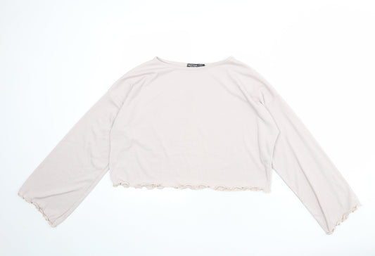 Nasty Gal Womens Grey Polyester Basic T-Shirt Size 10 Boat Neck