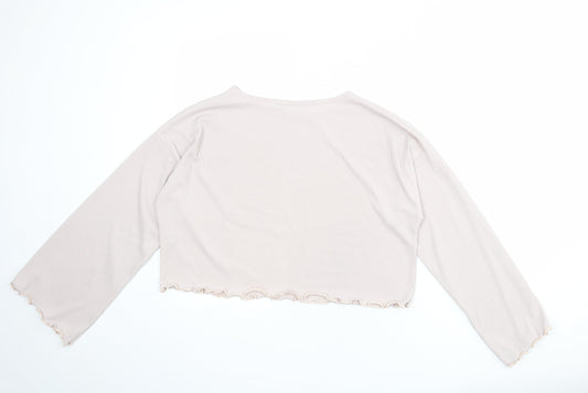 Nasty Gal Womens Grey Polyester Basic T-Shirt Size 10 Boat Neck