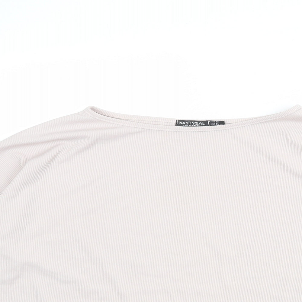 Nasty Gal Womens Grey Polyester Basic T-Shirt Size 10 Boat Neck