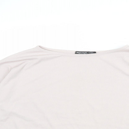 Nasty Gal Womens Grey Polyester Basic T-Shirt Size 10 Boat Neck