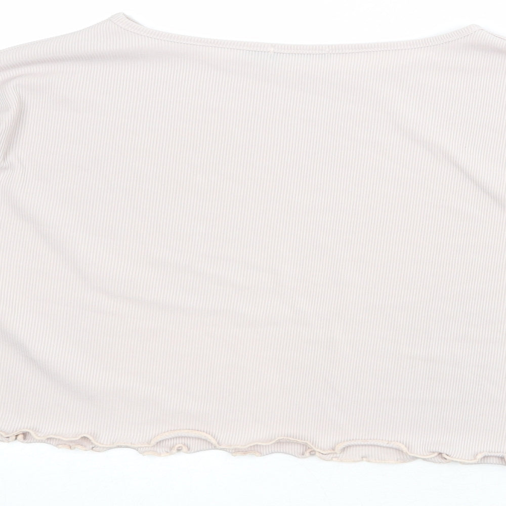 Nasty Gal Womens Grey Polyester Basic T-Shirt Size 10 Boat Neck