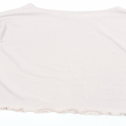 Nasty Gal Womens Grey Polyester Basic T-Shirt Size 10 Boat Neck