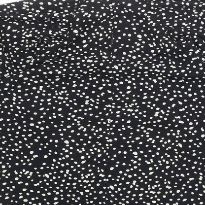AX Paris Womens Black Animal Print Polyester Basic Blouse Size 8 Round Neck - Spotted
