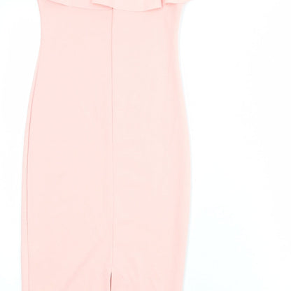 PRETTYLITTLETHING Womens Pink Polyester Shift Size 8 Off the Shoulder Pullover