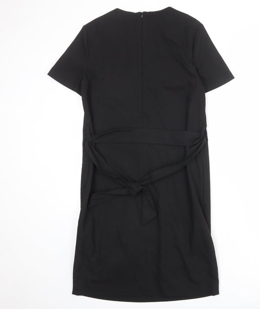 NEXT Womens Black Polyester Shift Size 10 Round Neck Zip