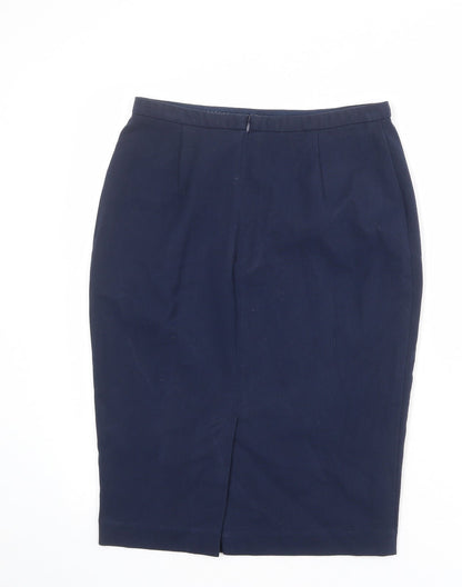 Marks and Spencer Womens Blue Polyester Straight & Pencil Skirt Size 10 Zip
