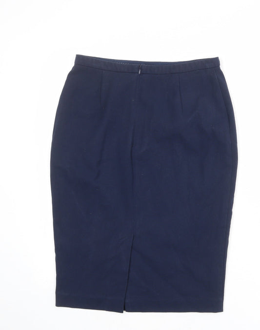 Marks and Spencer Womens Blue Polyester Straight & Pencil Skirt Size 10 Zip