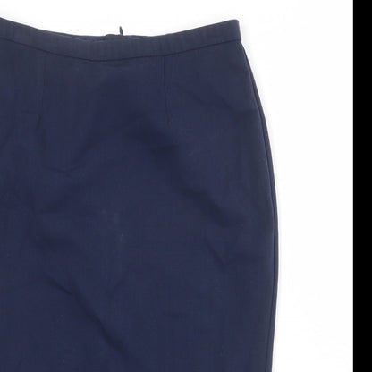 Marks and Spencer Womens Blue Polyester Straight & Pencil Skirt Size 10 Zip
