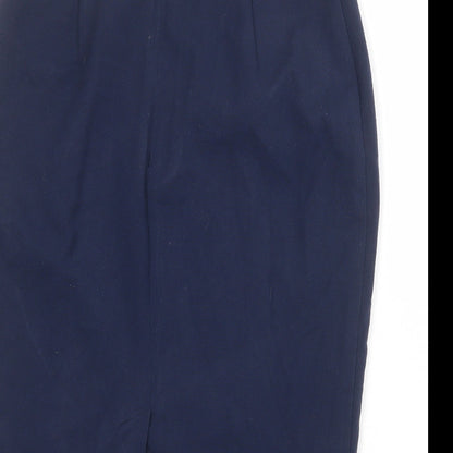 Marks and Spencer Womens Blue Polyester Straight & Pencil Skirt Size 10 Zip