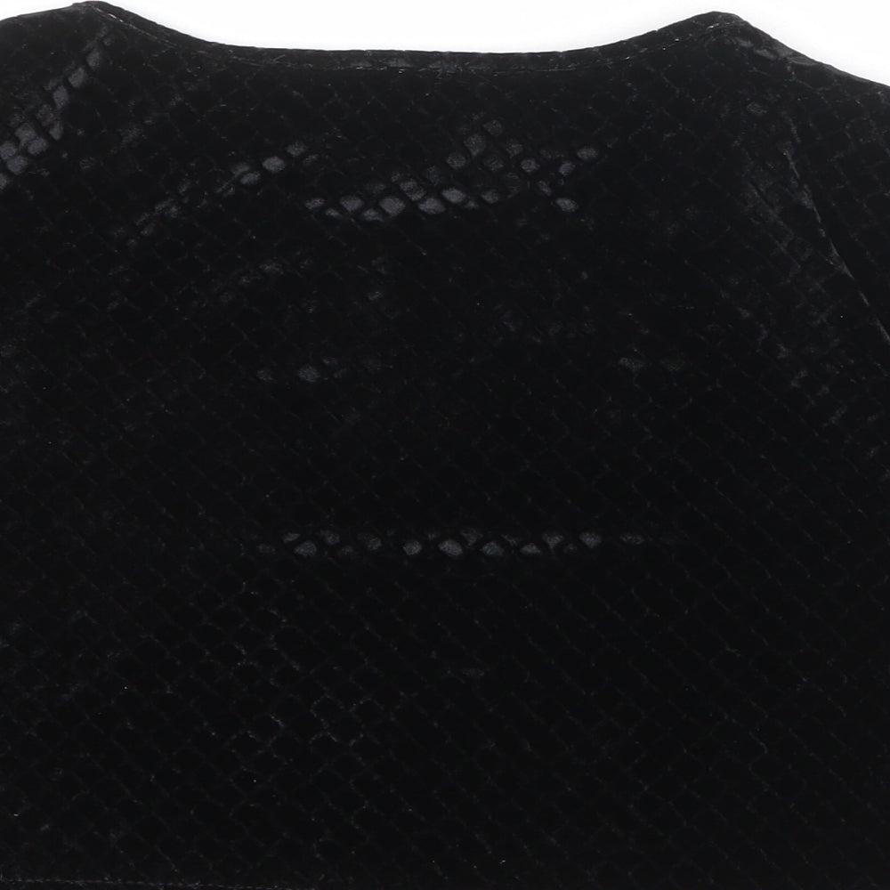 Womens UK Size 10 Hearts & Bows Black Cropped T-Shirt