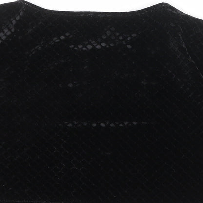 Womens UK Size 10 Hearts & Bows Black Cropped T-Shirt