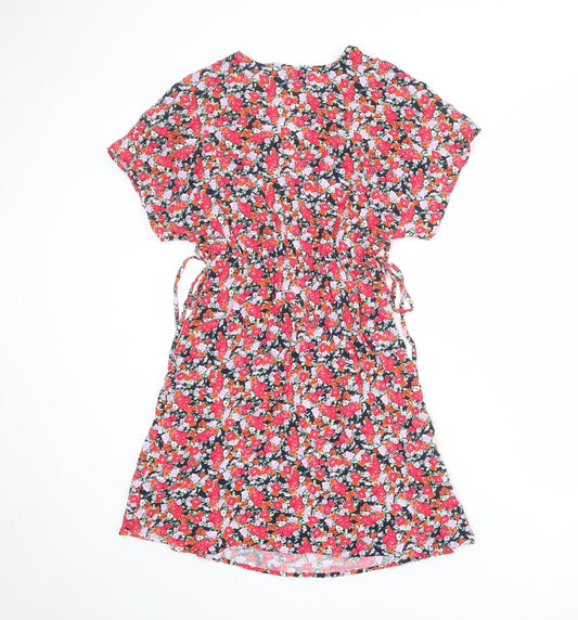 Marks and Spencer Womens Multicoloured Floral Viscose A-Line Size 6 V-Neck Pullover