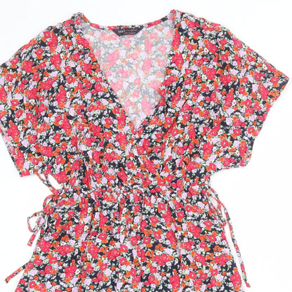 Marks and Spencer Womens Multicoloured Floral Viscose A-Line Size 6 V-Neck Pullover