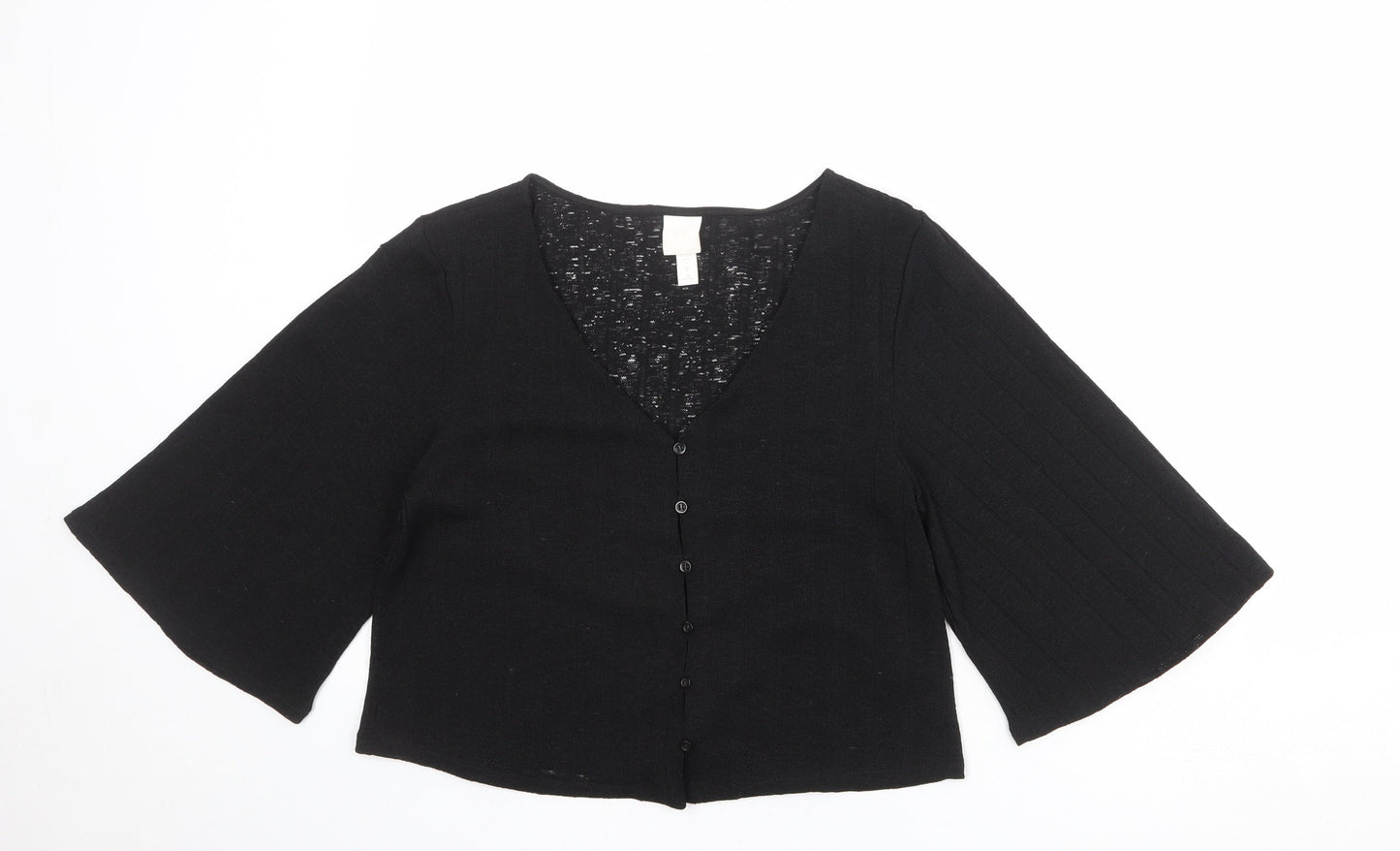 Womens UK Size S H&M Black Basic Button-Up