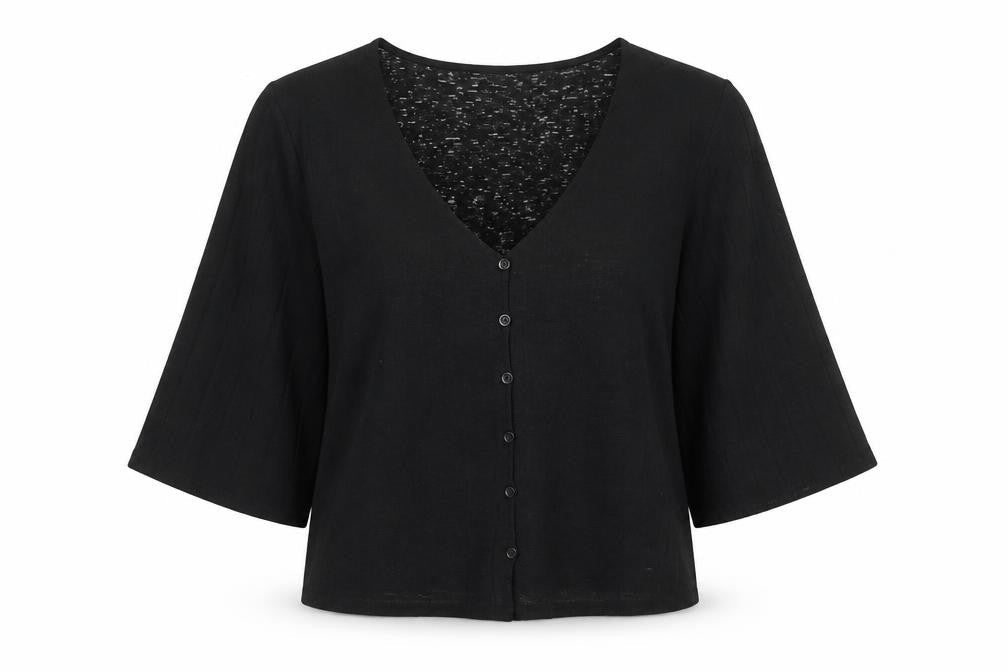 Womens UK Size S H&M Black Basic Button-Up