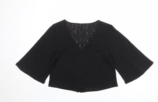 Womens UK Size S H&M Black Basic Button-Up