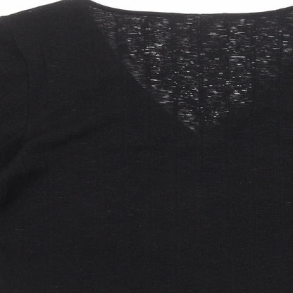 Womens UK Size S H&M Black Basic Button-Up