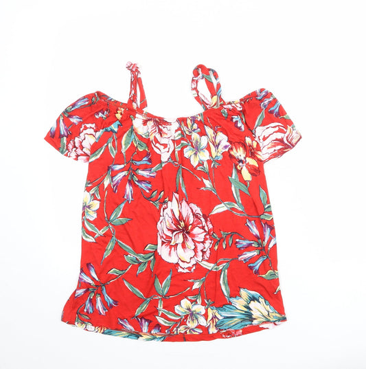Womens UK Size 8 Dorothy Perkins Red Basic Blouse