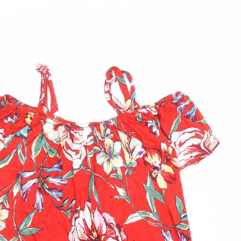 Womens UK Size 8 Dorothy Perkins Red Basic Blouse