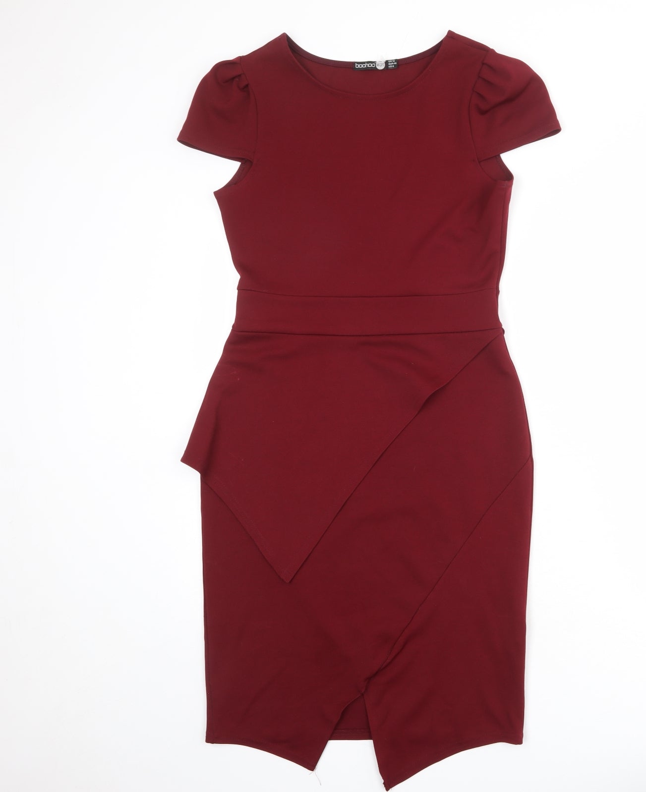 Boohoo Womens Red Polyester Shift Size 12 Round Neck Pullover