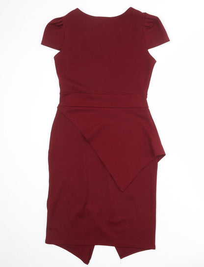 Boohoo Womens Red Polyester Shift Size 12 Round Neck Pullover