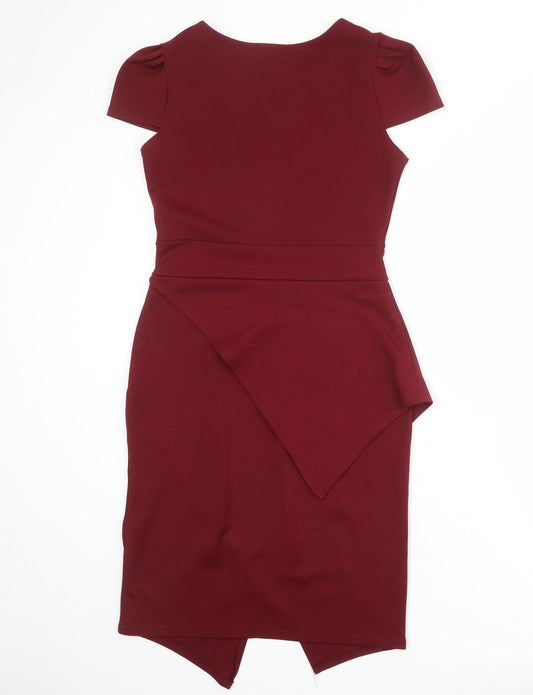 Boohoo Womens Red Polyester Shift Size 12 Round Neck Pullover