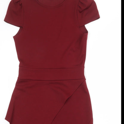 Boohoo Womens Red Polyester Shift Size 12 Round Neck Pullover