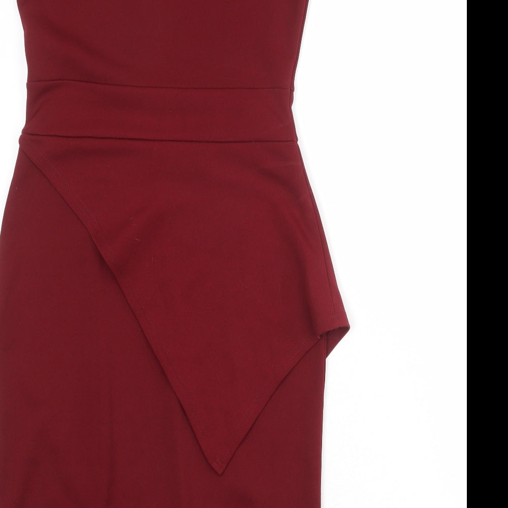 Boohoo Womens Red Polyester Shift Size 12 Round Neck Pullover