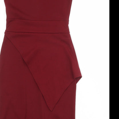 Boohoo Womens Red Polyester Shift Size 12 Round Neck Pullover