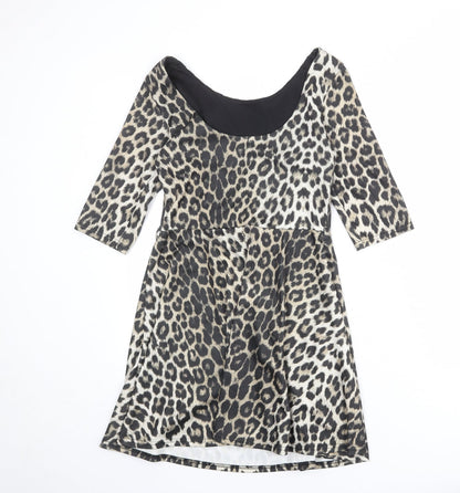 River Island Womens Multicoloured Animal Print Polyester A-Line Size 10 Round Neck Pullover - Leopard Print