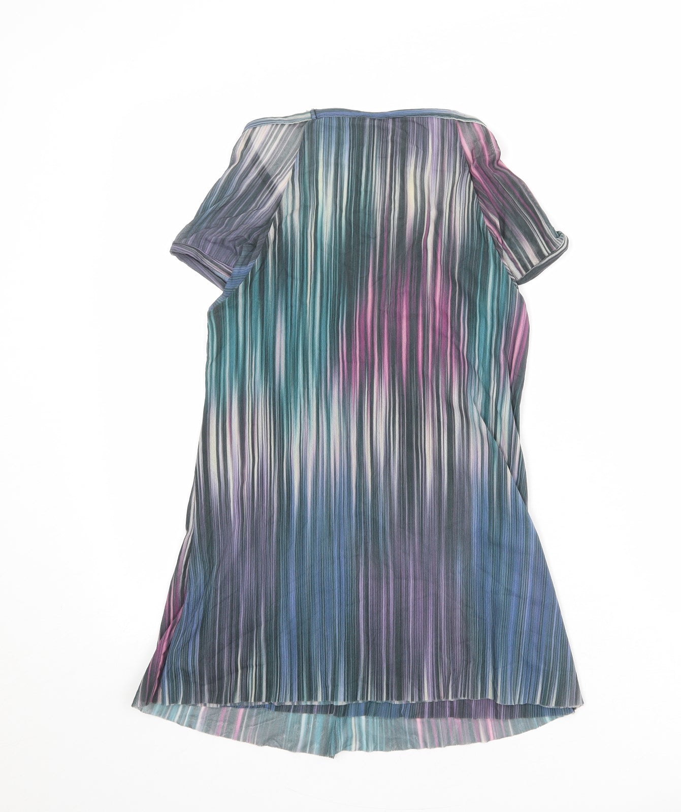 Sweet Pea Womens Multicoloured Geometric Nylon Basic T-Shirt Size M Round Neck